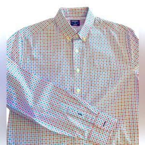 UNTUCKit Boys Size 14 Long Sleeve 100% Cotton Blue and Pink Plaid Pattenn